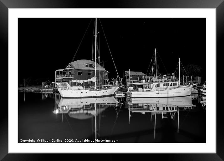 Yachts At Night Framed Mounted Print by Shaun Carling