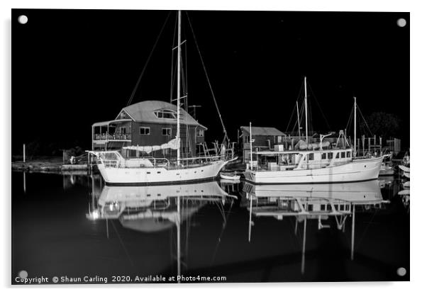 Yachts At Night Acrylic by Shaun Carling