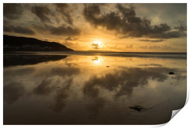 Westward Ho beach sunset Print by Tony Twyman