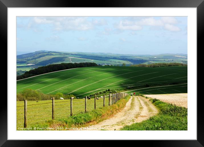 A view of the south downs national park Framed Mounted Print by Paul Clifton
