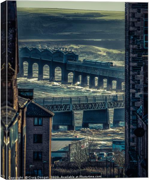 Dundee City Storm Ciara Tay Rail Bridge Canvas Print by Craig Doogan