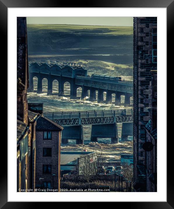 Dundee City Storm Ciara Tay Rail Bridge Framed Mounted Print by Craig Doogan