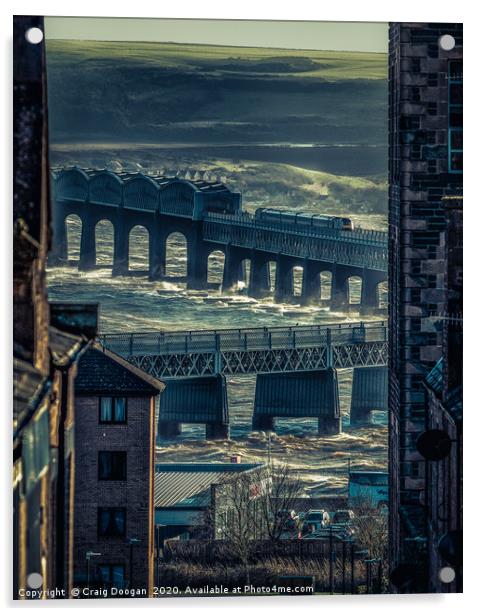 Dundee City Storm Ciara Tay Rail Bridge Acrylic by Craig Doogan