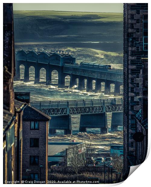 Dundee City Storm Ciara Tay Rail Bridge Print by Craig Doogan