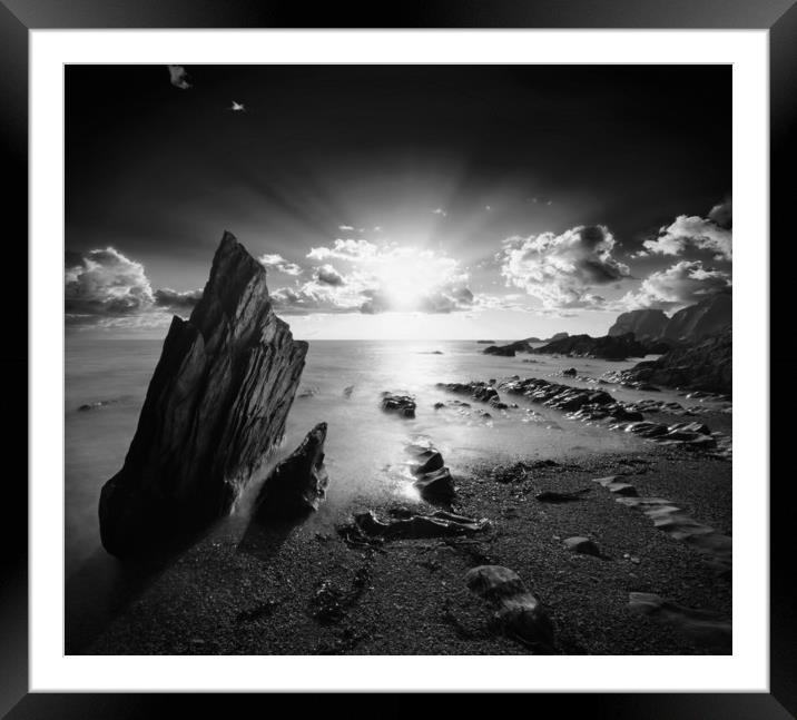 Ayrmer Cove Black and White Framed Mounted Print by David Neighbour
