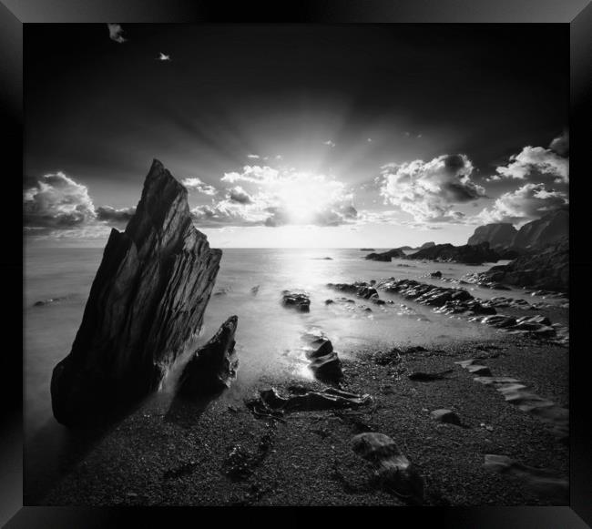 Ayrmer Cove Black and White Framed Print by David Neighbour