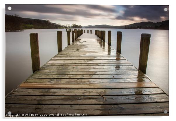 Coniston Jetty Acrylic by Phil Reay