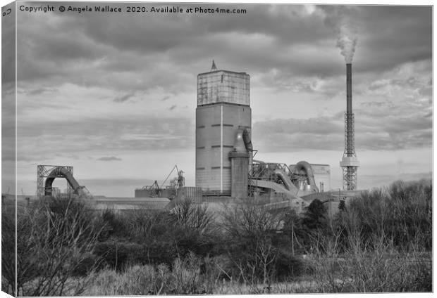  Cement Works Dunbar black and white Canvas Print by Angela Wallace