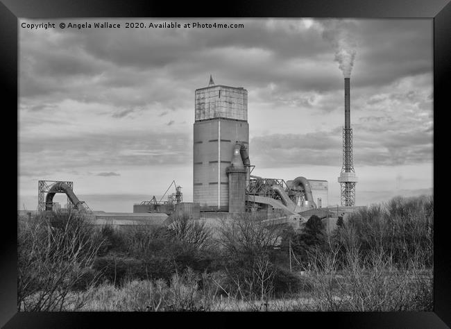  Cement Works Dunbar black and white Framed Print by Angela Wallace