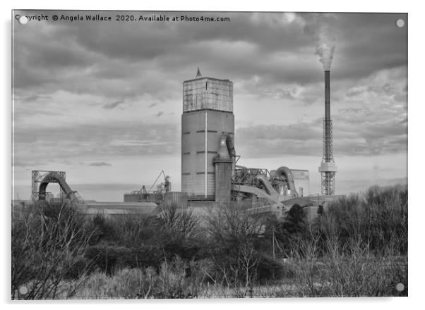  Cement Works Dunbar black and white Acrylic by Angela Wallace