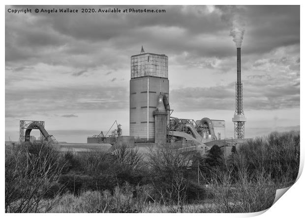  Cement Works Dunbar black and white Print by Angela Wallace