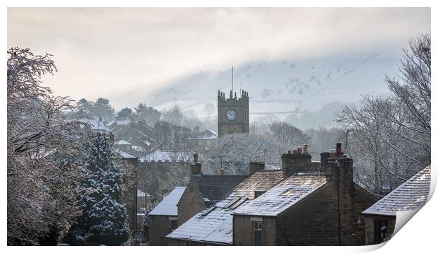Winter morning in Hayfield village Print by Andrew Kearton