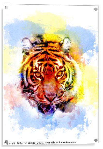 Colourful Tiger Print  Acrylic by Darren Wilkes