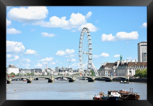The London Eye on the South Bank of the River Tham Framed Print by M. J. Photography