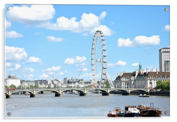 The London Eye on the South Bank of the River Tham Acrylic by M. J. Photography
