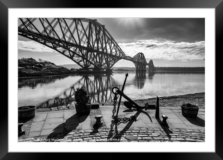 North Queensferry harbour mono Framed Mounted Print by Angus McComiskey