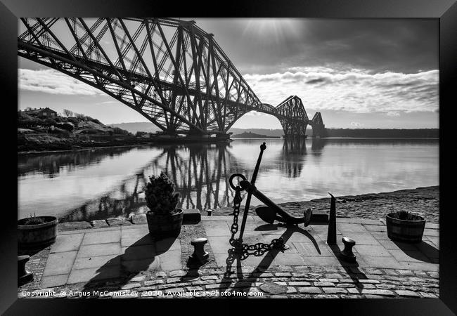 North Queensferry harbour mono Framed Print by Angus McComiskey