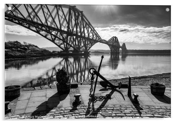 North Queensferry harbour mono Acrylic by Angus McComiskey
