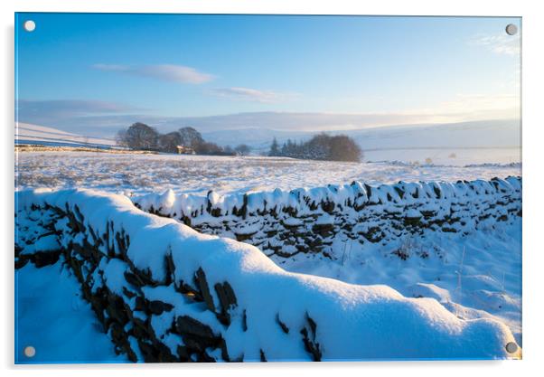 Snowy morning in the High Peak, Derbyshire Acrylic by Andrew Kearton