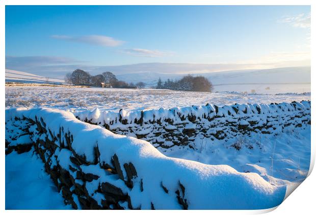 Snowy morning in the High Peak, Derbyshire Print by Andrew Kearton