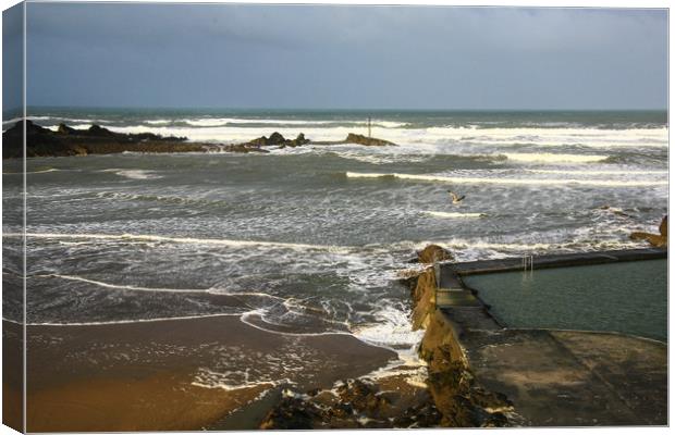 Bude Sea Swimming pool Canvas Print by Dave Bell