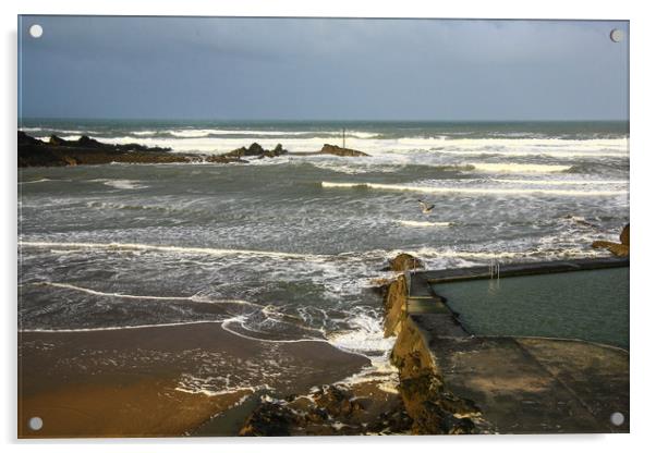Bude Sea Swimming pool Acrylic by Dave Bell