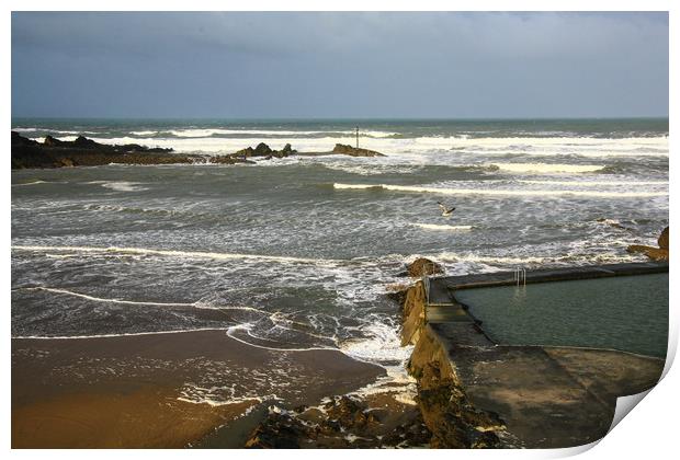 Bude Sea Swimming pool Print by Dave Bell