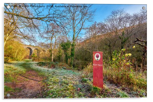 Autumn Pont Sarn Viaduct Acrylic by Gordon Maclaren