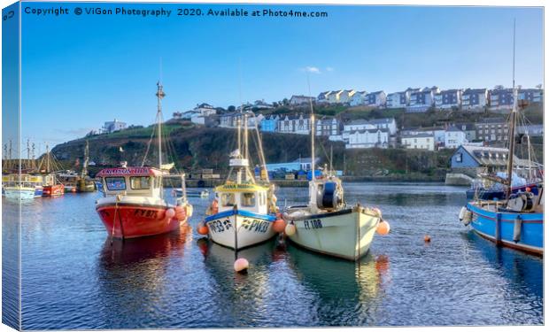 Fishing Boats in Mevagissey Harbour Canvas Print by Gordon Maclaren