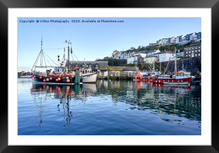 Reflections on Mevagissey harbour Framed Mounted Print by Gordon Maclaren