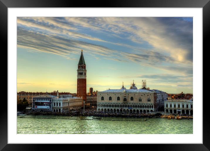 The Piazza in Venice Framed Mounted Print by Tom Gomez
