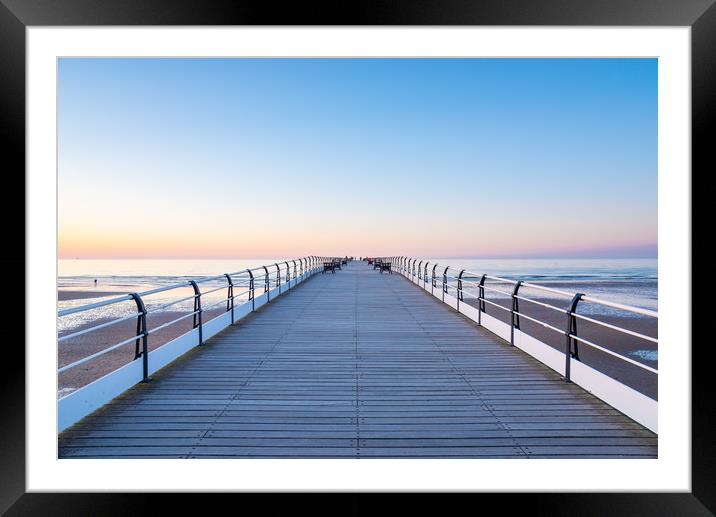 Saltburn-by-the-sea pier at sunset Framed Mounted Print by Andrew Kearton