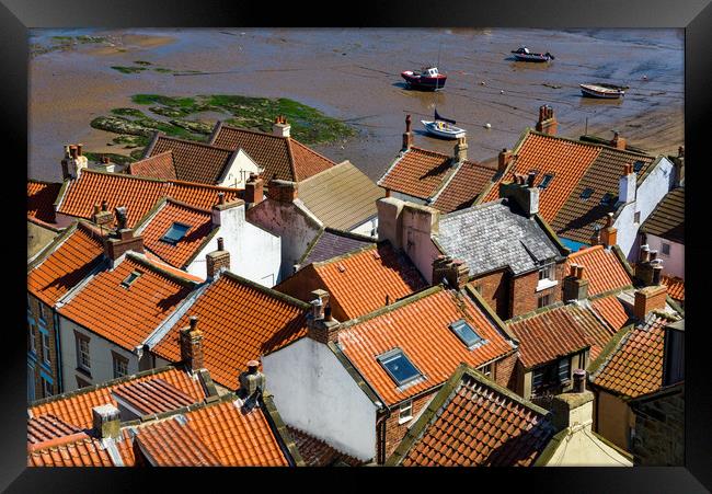 Red rooftops at Staithes, North Yorkshire Framed Print by Andrew Kearton