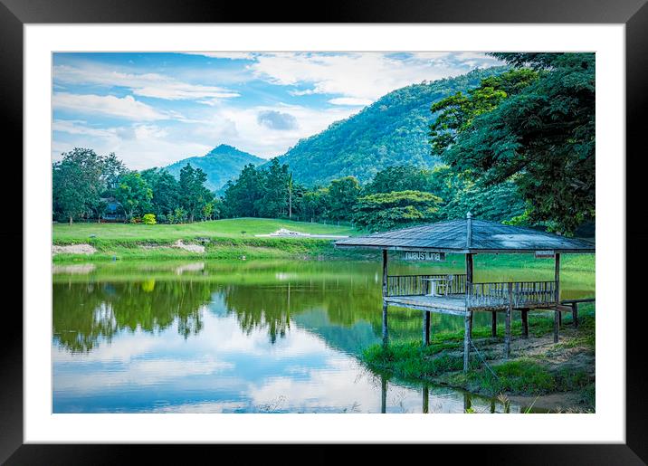 Hua Hin Thailand Lake Pavilion Framed Mounted Print by Antony McAulay