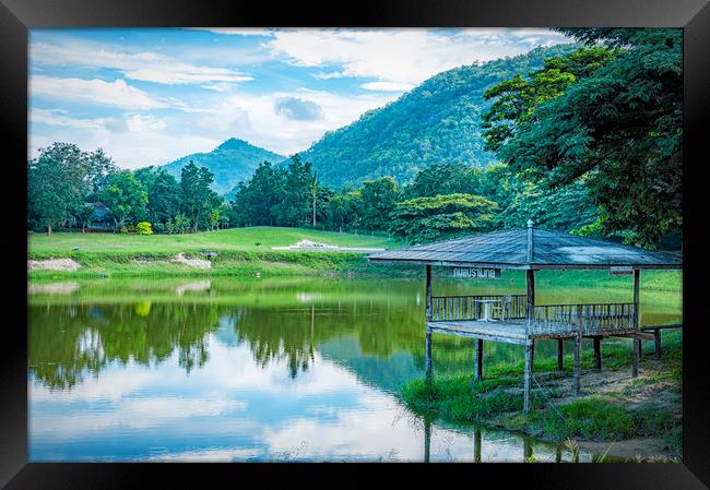 Hua Hin Thailand Lake Pavilion Framed Print by Antony McAulay