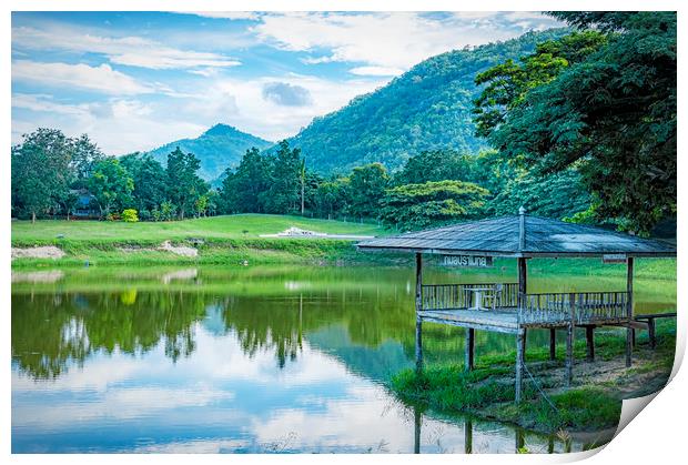 Hua Hin Thailand Lake Pavilion Print by Antony McAulay