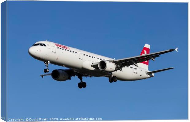 Swiss Airlines Airbus A321 Canvas Print by David Pyatt