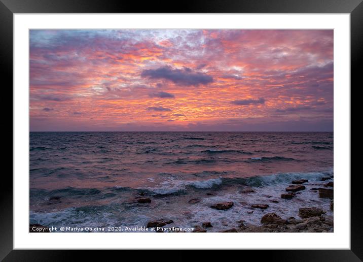 Amazing view on sunset sea. Framed Mounted Print by Mariya Obidina