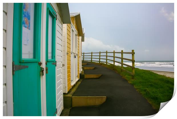 Beach Huts, Colored Chalets Print by Dave Bell