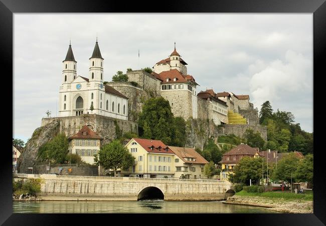 Aarburg Castle located high above the Aarburg on a Framed Print by M. J. Photography