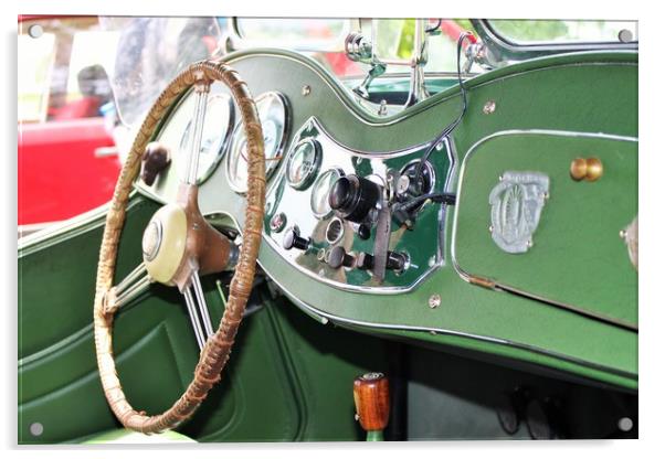 Vintage car interior from 1950s Acrylic by M. J. Photography