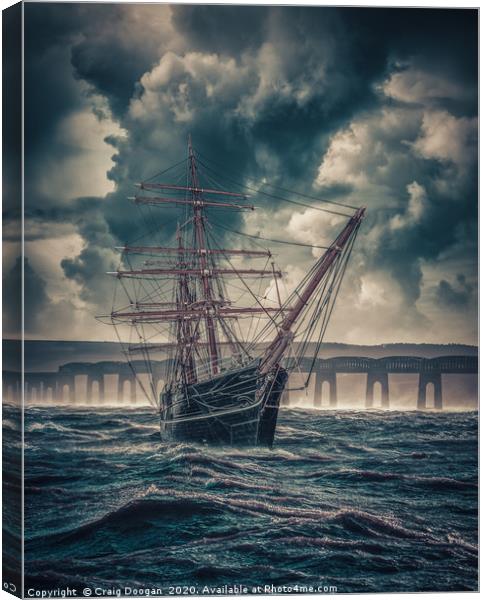 RRS Discovery Composite with the Tay Rail Bridge Canvas Print by Craig Doogan
