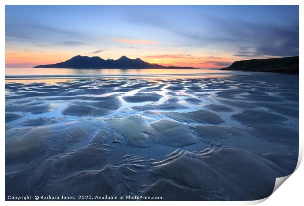Isle of Eigg Sunset Laig Bay Blues Scotland Print by Barbara Jones