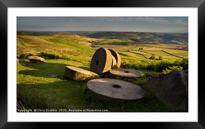 Abandoned mill stones at Stanage Edge              Framed Mounted Print by Chris Drabble