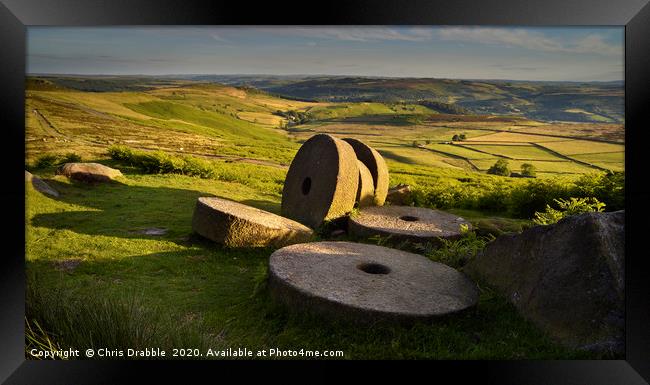 Abandoned mill stones at Stanage Edge              Framed Print by Chris Drabble