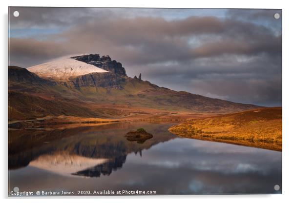 Old Man of Storr Reflection Isle of Skye Scotland Acrylic by Barbara Jones