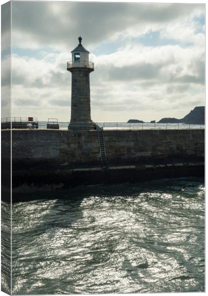 Lighthouse at Whitby, North Yorkshire, England Canvas Print by Andrew Kearton