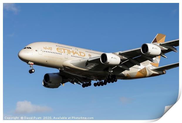 Etihad Airbus A380-861 Print by David Pyatt