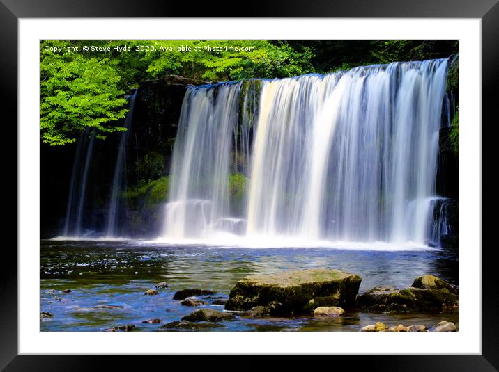 The beautiful Ddwli curtain waterfall in the Breco Framed Mounted Print by Steve Hyde