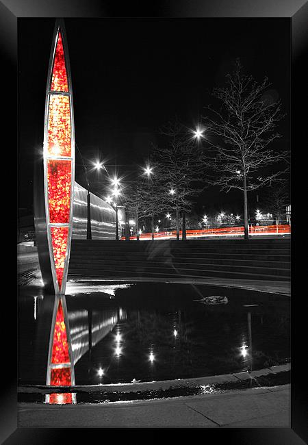 Sheffield Railway Station Light with traffic Framed Print by Sarah Waddams